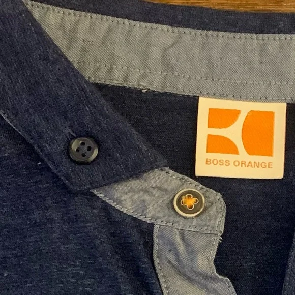 BOSS ORANGE SS BD 3 Button Blue on Blue Polo - Picture 3 of 8